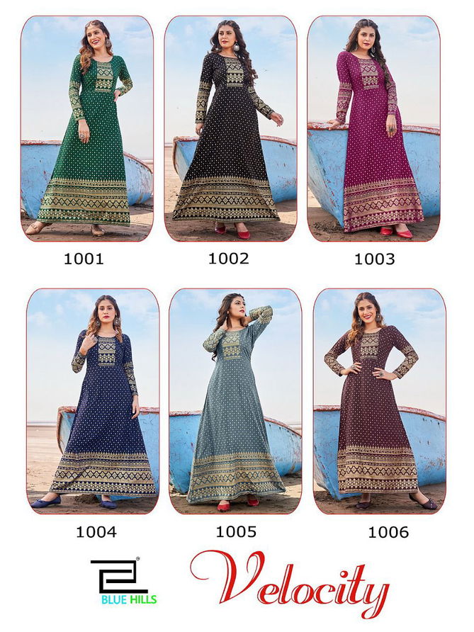 Blue Hills Velocity Festive Wear Printed Wholesale Anarkali Kurtis Catalog